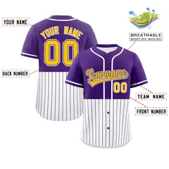 Purple White Half Stripe Authentic Baseball Jersey 2