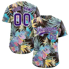 Purple White Hawaiian Graffiti Palm Tree Baseball Jersey