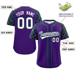 Purple White-Kelly Green Raglan Sleeves Baseball Jersey 2