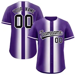 Purple White Lapel Gradient Fashion Baseball Jersey