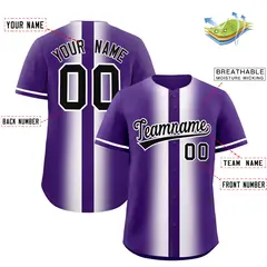 Purple White Lapel Gradient Fashion Baseball Jersey 2