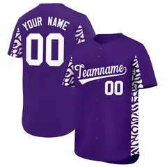 Purple White Leopard Graffiti Side Design Baseball Jersey 1