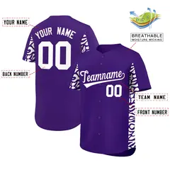 Purple White Leopard Graffiti Side Design Baseball Jersey 2