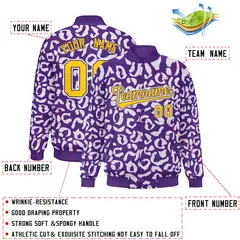 Purple White Leopard Graffiti Varsity Letterman Jacket 2