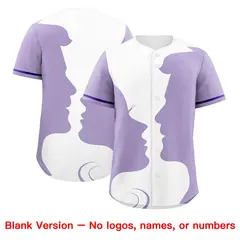Purple White Light Purple Valentine's Day Couple Silhouettes Baseball Jersey 2