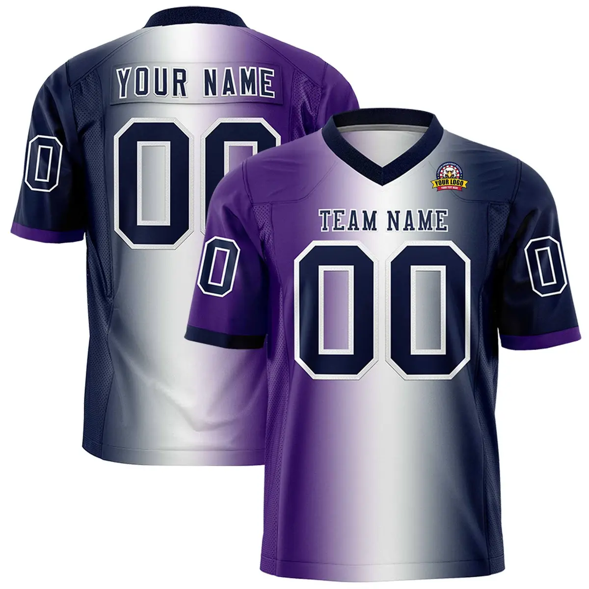 Purple White-Navy Gradient Fashion Authentic Football Jersey