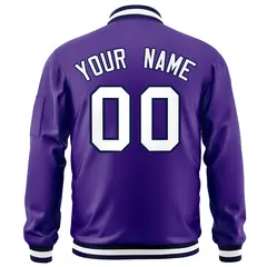 Purple White-Navy Varsity Full-Zip Letterman Bomber Jacket 4