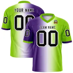 Purple White-Neon Green Gradient Football Jersey