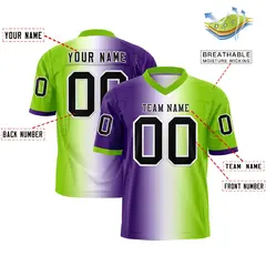 Purple White-Neon Green Gradient Football Jersey 2