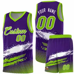 Purple White Neon Green Graffiti Pattern Basketball Jersey