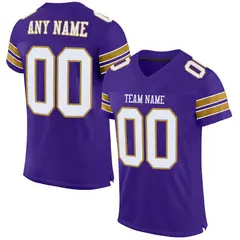 Purple White-Old Gold Classic Style Mesh Football Jersey 1