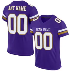 Purple White-Old Gold Classic Style Mesh Football Jersey 1