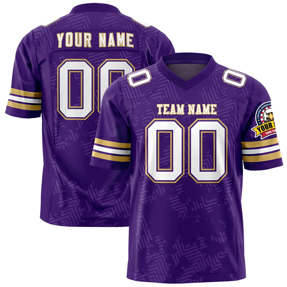 Purple White-Old Gold Graffiti Line Football Jersey