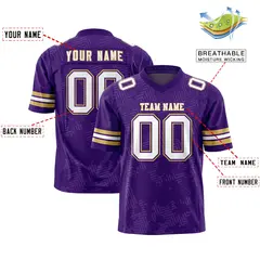 Purple White-Old Gold Graffiti Line Football Jersey 2