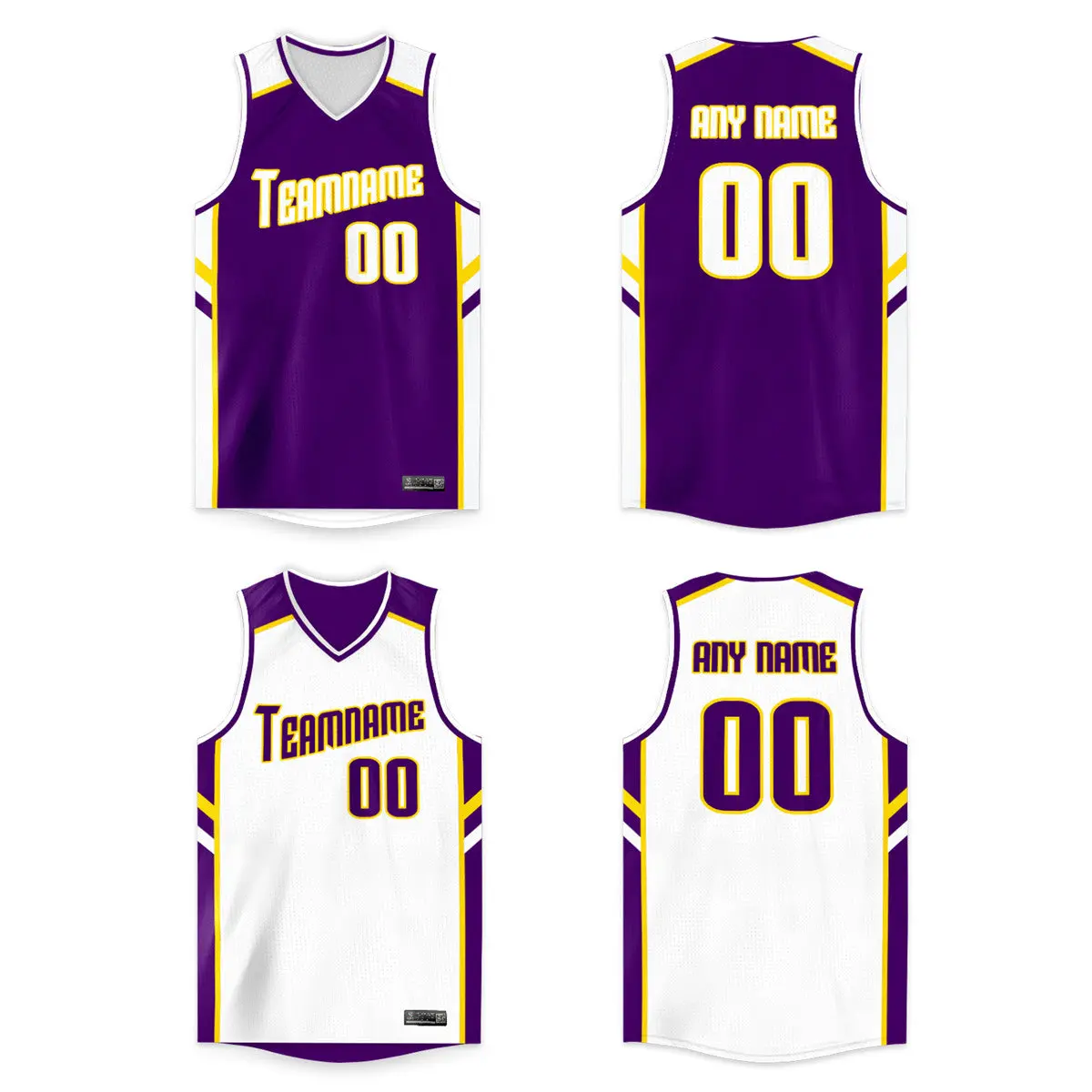 Purple White-Orange Double Side Men/Boy Basketball Jersey