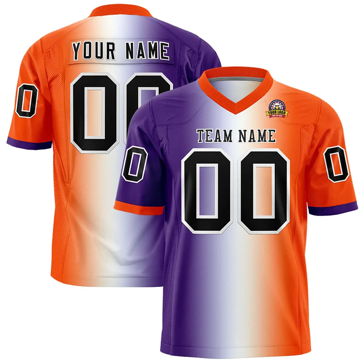 Purple White-Orange Gradient Football Jersey