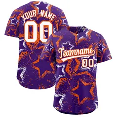 Purple White Orange Graffiti Star Ink Baseball Jersey 1