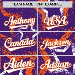 Purple White Orange Graffiti Star Ink Baseball Jersey 3