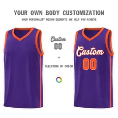Purple White-Orange Two Bars Basketball Uniform Jersey 3