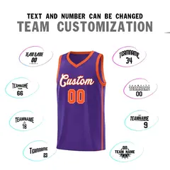 Purple White-Orange Two Bars Basketball Uniform Jersey 4