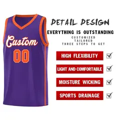 Purple White-Orange Two Bars Basketball Uniform Jersey 5