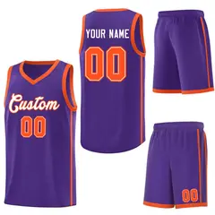 Purple White-Orange Two Bars Basketball Uniform Jersey 6