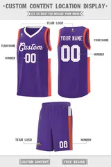 Purple White-Orange Two-Tone Classic Basketball Jersey 2