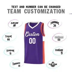 Purple White-Orange Two-Tone Classic Basketball Jersey 4