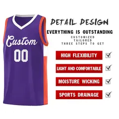 Purple White-Orange Two-Tone Classic Basketball Jersey 5