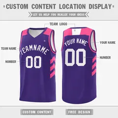 Purple White-Pink Classic Breathable Basketball Jersey 2