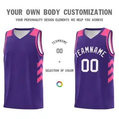 Purple White-Pink Classic Breathable Basketball Jersey 3