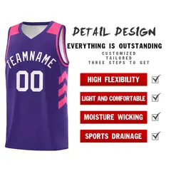 Purple White-Pink Classic Breathable Basketball Jersey 4