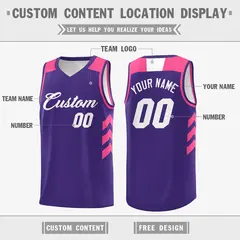 Purple White-Pink Classic Breathable Basketball Jersey 2