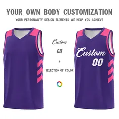 Purple White-Pink Classic Breathable Basketball Jersey 3