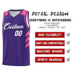Purple White-Pink Classic Breathable Basketball Jersey 4