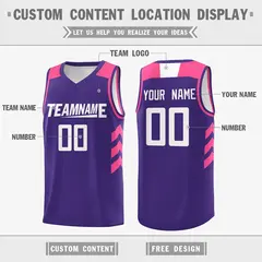 Purple White-Pink Classic Breathable Basketball Jersey 2