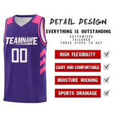 Purple White-Pink Classic Breathable Basketball Jersey 4