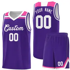 Purple White-Pink Classic Sports Basketball Jersey 1