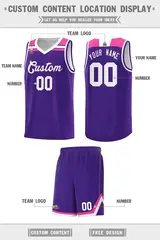 Purple White-Pink Classic Sports Basketball Jersey 2