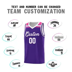 Purple White-Pink Classic Sports Basketball Jersey 3