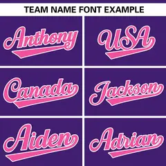 Purple White-Pink Color Block V-Neck Baseball Jersey 3