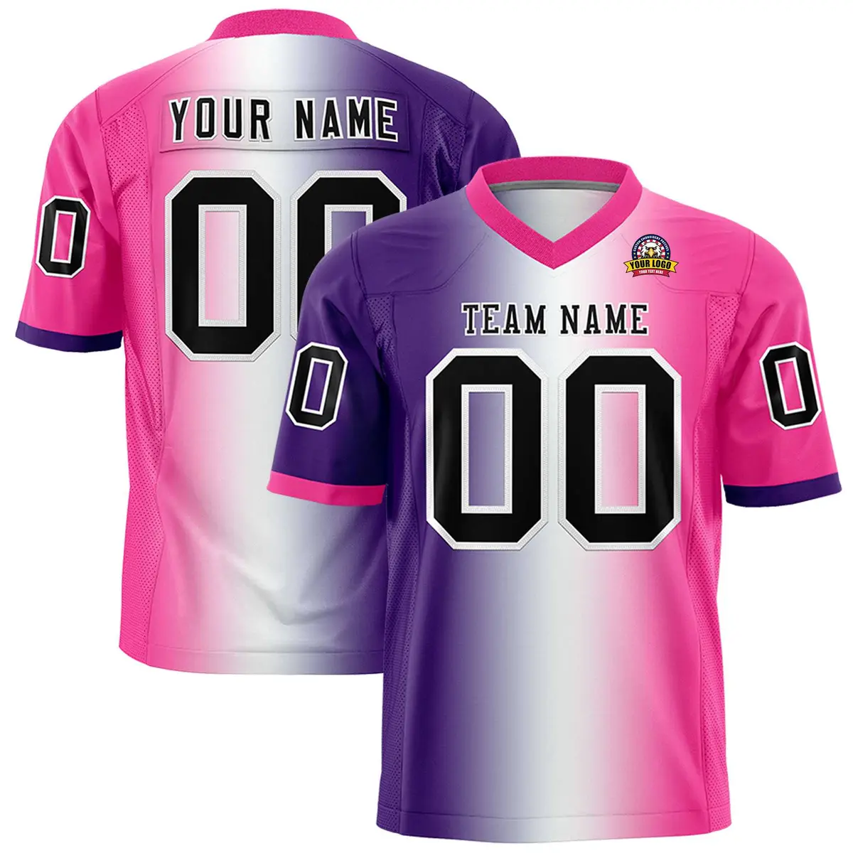 Purple White-Pink Gradient Fashion Authentic Football Jersey