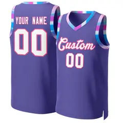 Purple White-Pink Graffiti Pattern Mesh Basketball Jersey Tops
