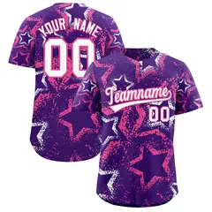 Purple White Pink Graffiti Star Ink Texture Baseball Jersey 1