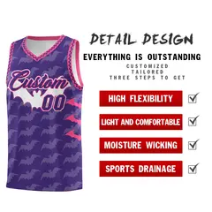 Purple White Pink Halloween Bat Pattern Basketball Jersey 2