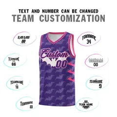 Purple White Pink Halloween Bat Pattern Basketball Jersey 4