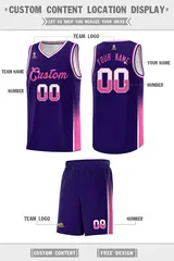 Purple White Pink Two Tone Font Basketball Jersey 2