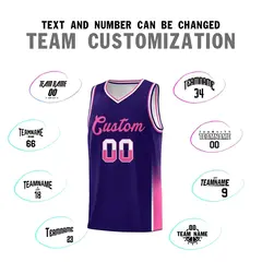 Purple White Pink Two Tone Font Basketball Jersey 3