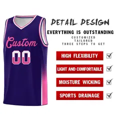 Purple White Pink Two Tone Font Basketball Jersey 4