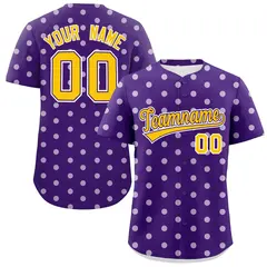 Purple White Polka Dot Graffiti Authentic Baseball Jersey